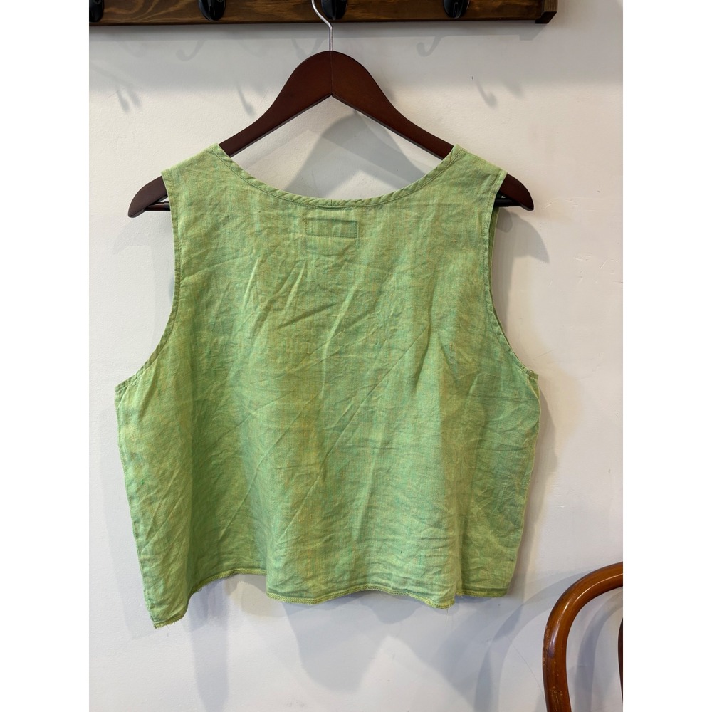 FLAX 100% Linen Sleeveless Boxy Scoop Neck Tank Top - Picture 5 of 5